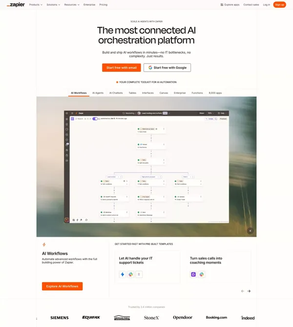Zapier: Automate AI Workflows, Agents, and Apps - Landing design inspiration
