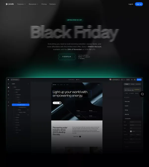 Black Friday Sale: Build Professional Websites with Ease - Landing design inspiration