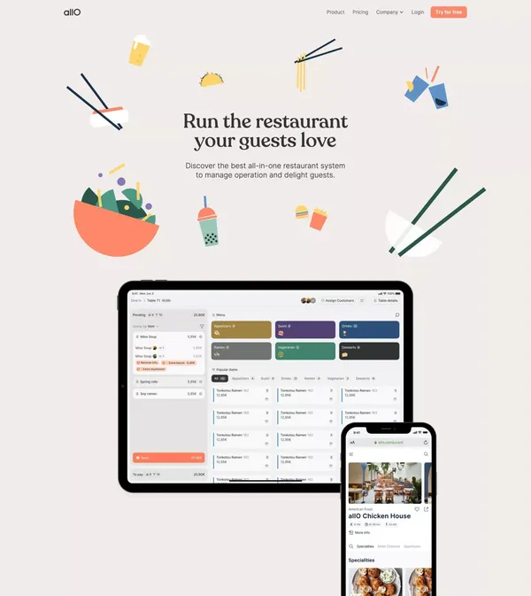 allO - Run the Restaurant Your Guests Love - Landing design inspiration