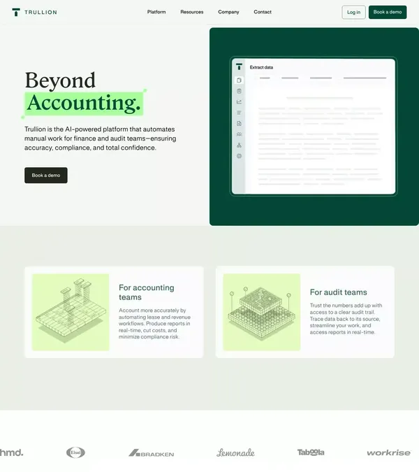 AI-Powered Accounting Software Solutions | Trullion - Landing design inspiration