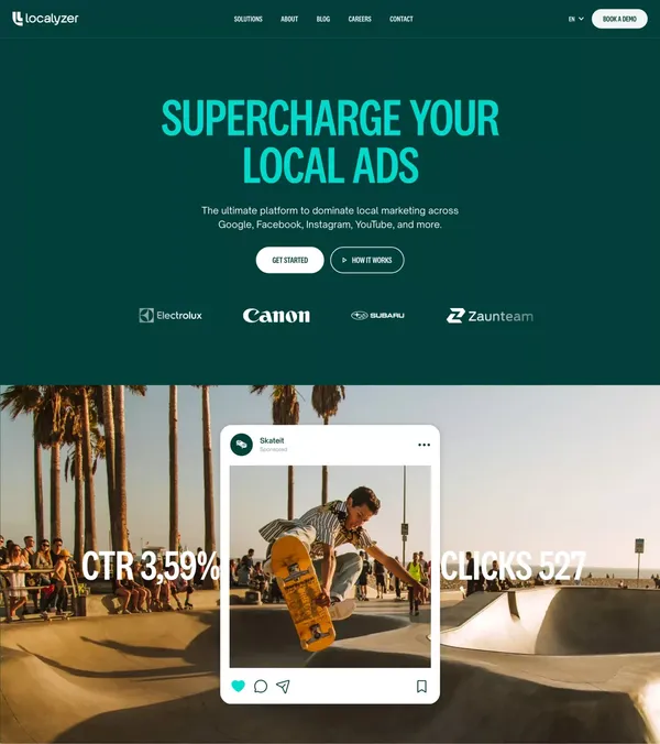 Localyzer: Streamline Your Local Online Marketing Across Multiple Channels - Landing design inspiration