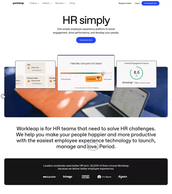 Workleap | Create impactful employee engagement - Landing design inspiration