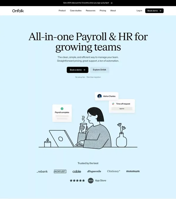 Onfolk · All-in-one Payroll & HR - Landing design inspiration
