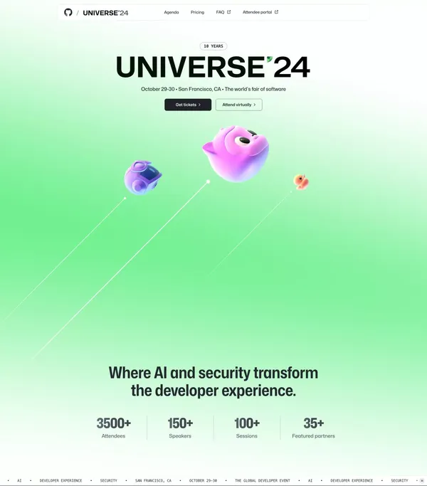 GitHub Universe - 2024 - Landing design inspiration