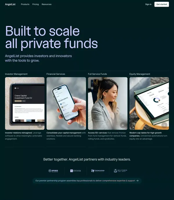 AngelList – Build, Lead, Invest - Landing design inspiration