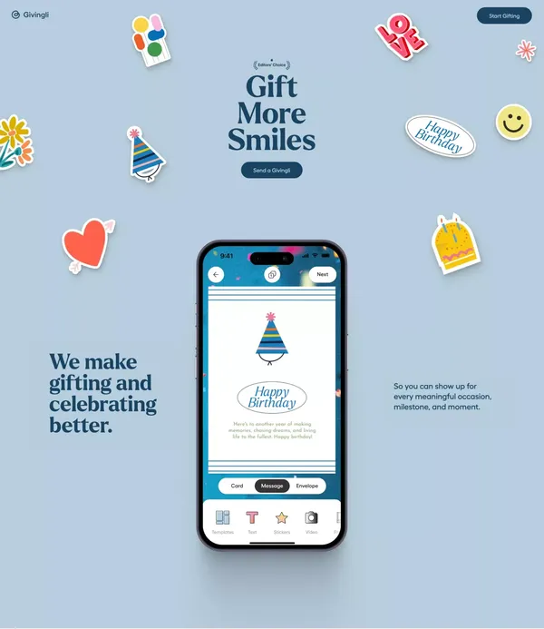 Givingli - Level Up Your Gifting - Landing design inspiration