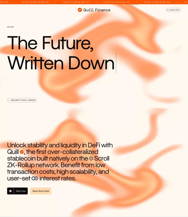 Quill Finance ⧫ Decentralized Liquidity Protocol on Scroll - Landing design inspiration