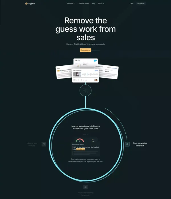 Glyphic | AI Copilot for Sales Teams - Landing design inspiration