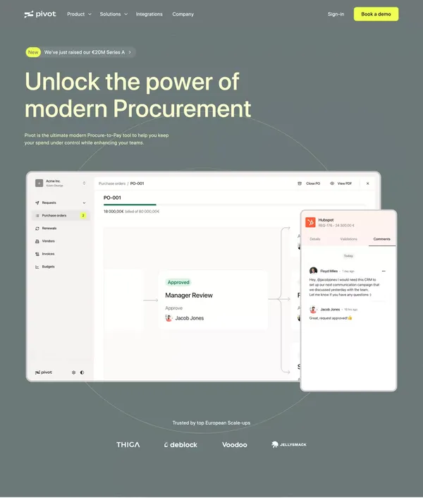 Unlock the power of modern Procurement | Pivot - Landing design inspiration