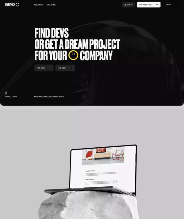 Unbench - Landing design inspiration