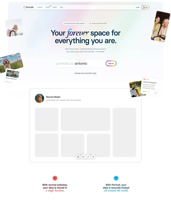 Portrait – Your forever space for everything you are. - Landing design inspiration