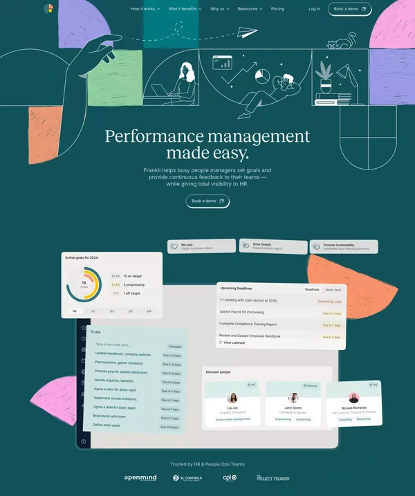 Frankli - Performance Management Software for Continuous Feedback - Landing design inspiration
