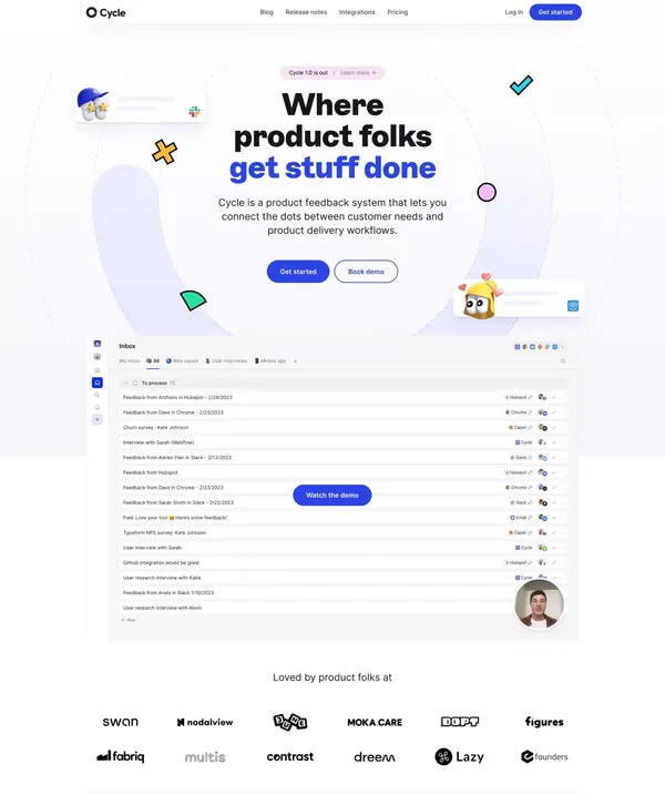 Cycle | Where product folks get stuff done - Landing design inspiration