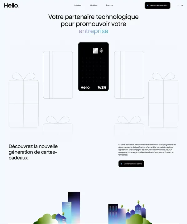 Carte Prépayée Visa | Montréal - Hello Network - Landing design inspiration