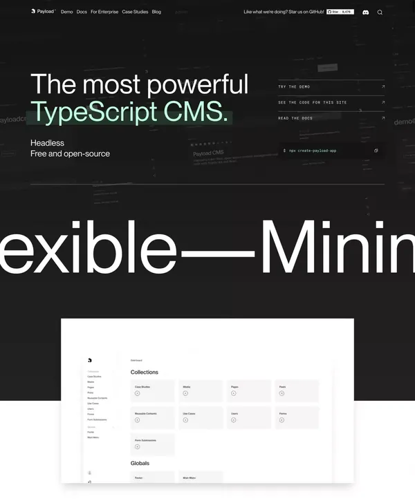 Payload CMS | Node & React TypeScript Headless CMS - Landing design inspiration
