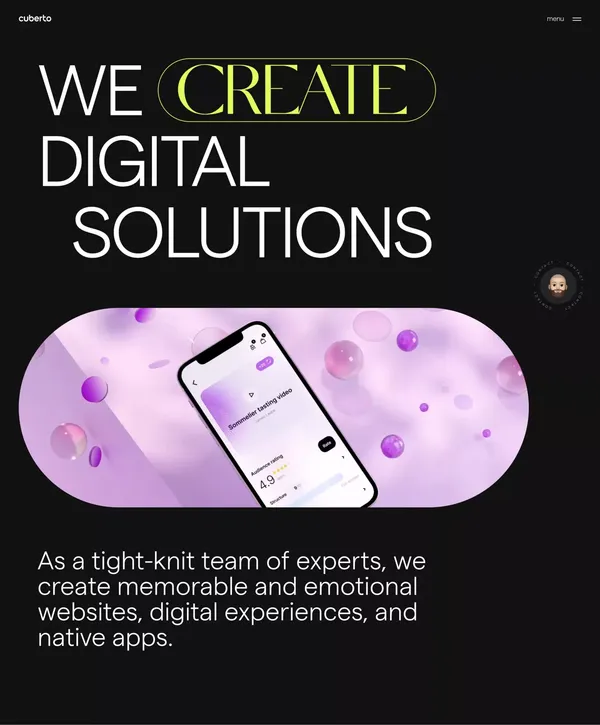 Cuberto — We create digital solutions - Landing design inspiration