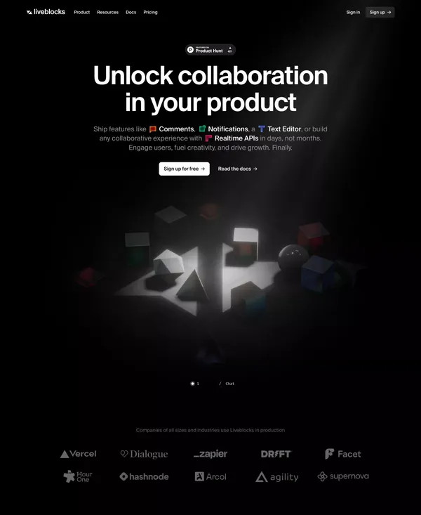 Liveblocks | Unlock collaboration in your product - Landing design inspiration
