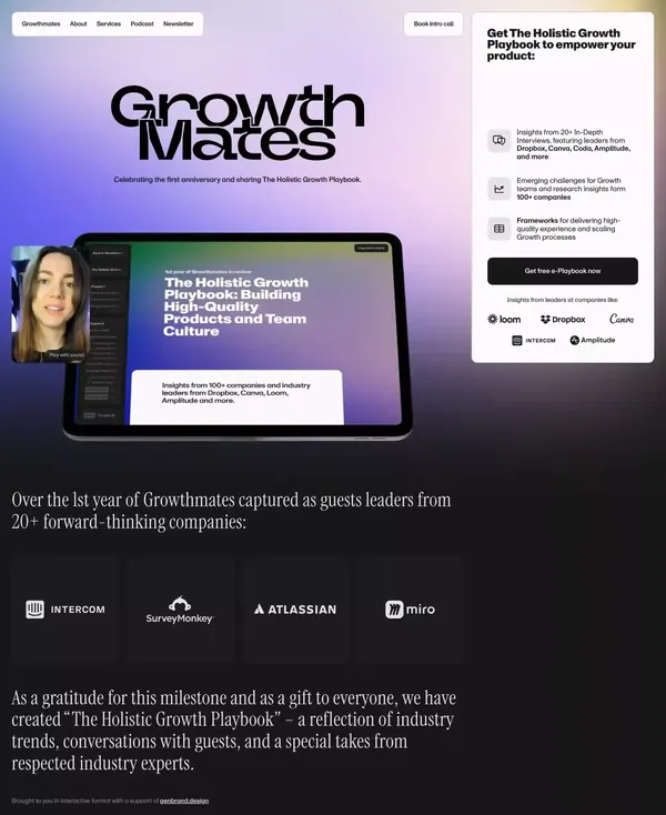 Growthmates with The Holistic Growth Playbook - Landing design inspiration