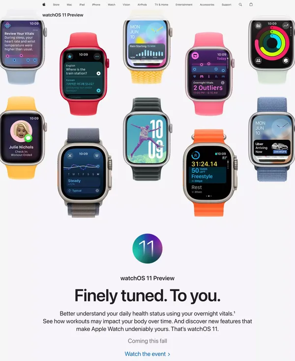 watchOS 11 Preview - Apple - Landing design inspiration