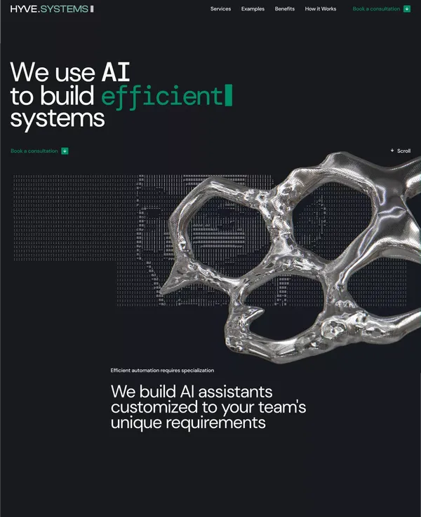 HYVE.SYSTEMS — We use AI to build Interoperable systems. - Landing design inspiration