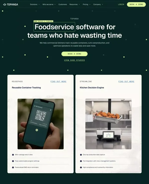 Foodservice Software for Culinary Savings - Landing design inspiration