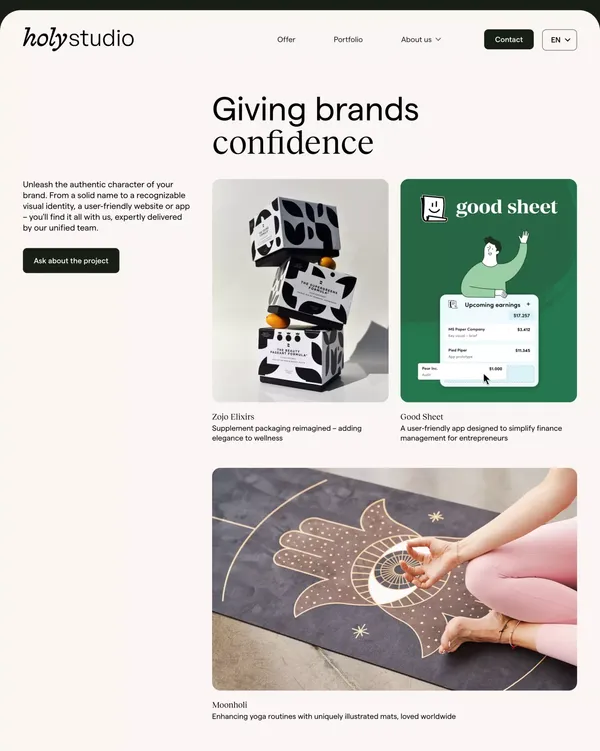 Holy Studio - Landing design inspiration