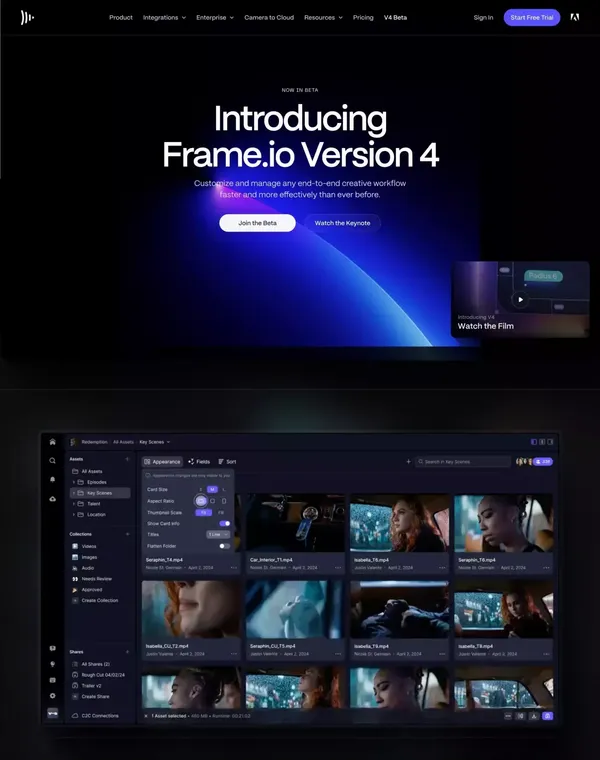 Frame.io | Introducing Frame.io Version 4 - Landing design inspiration