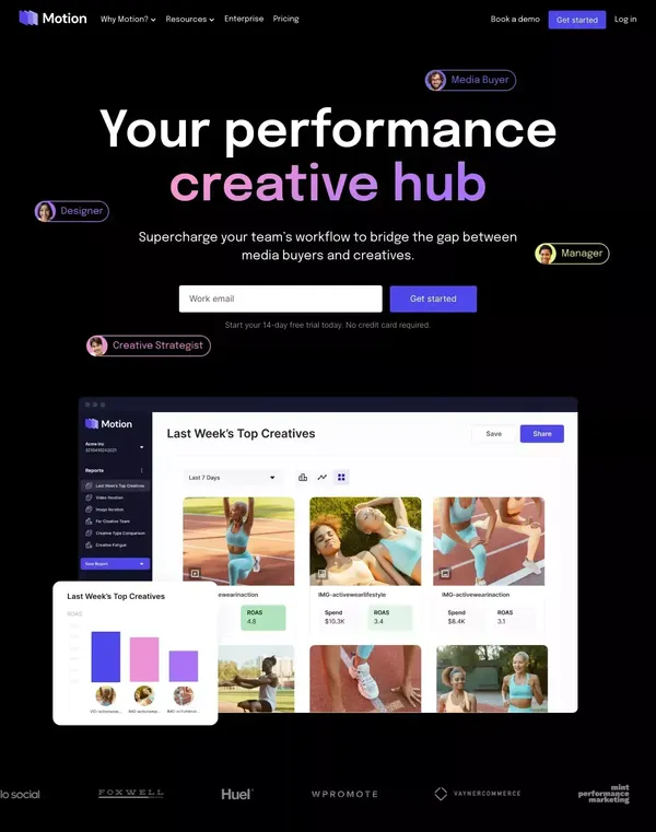 Motion: Performance Creative Hub for Marketing teams - Landing design inspiration