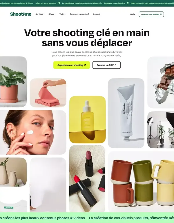 Shootime - Shooting clé en main sans vous déplacer - Landing design inspiration