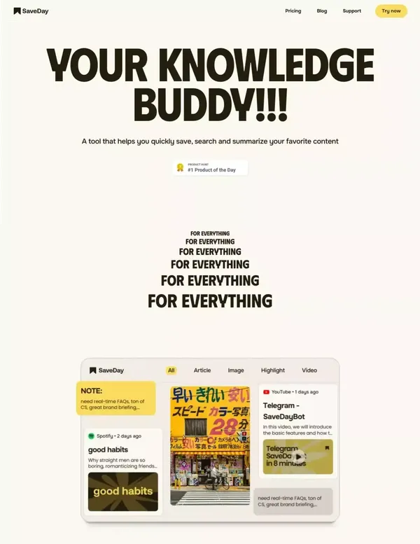 SaveDay - AI Bookmark Manager and Web Highlight - Landing design inspiration