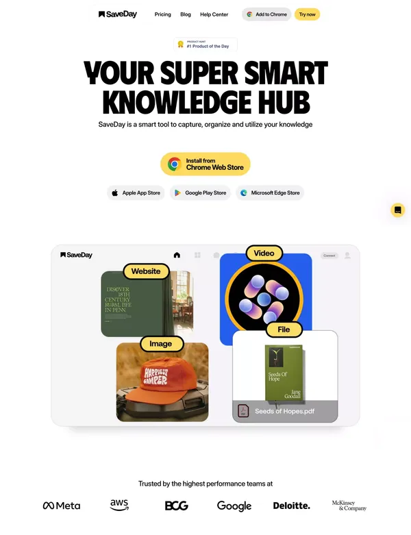 SaveDay - Your Super Smart Knowledge Hub - Landing design inspiration