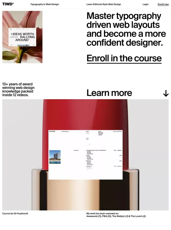 Typography in web design: Learn editorial style web design - Landing design inspiration