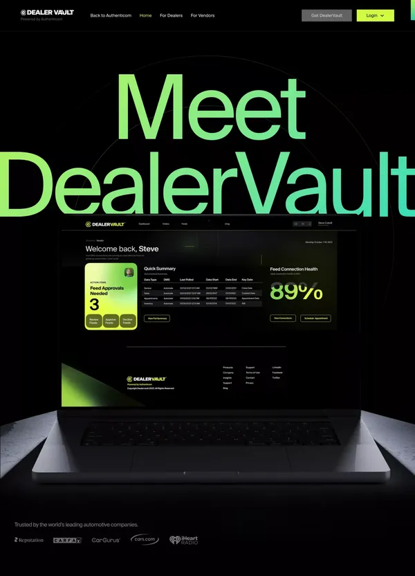 Dealer Vault - Landing design inspiration