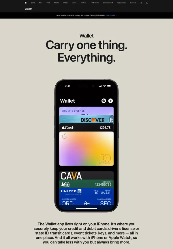 Wallet - Apple - Landing design inspiration