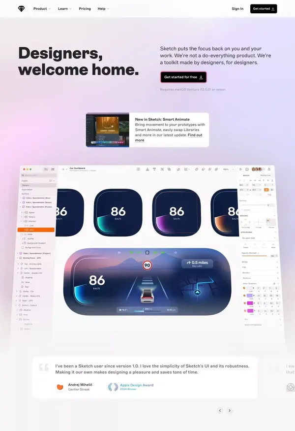 Sketch · Design, prototype, collaborate and handoff - Landing design inspiration