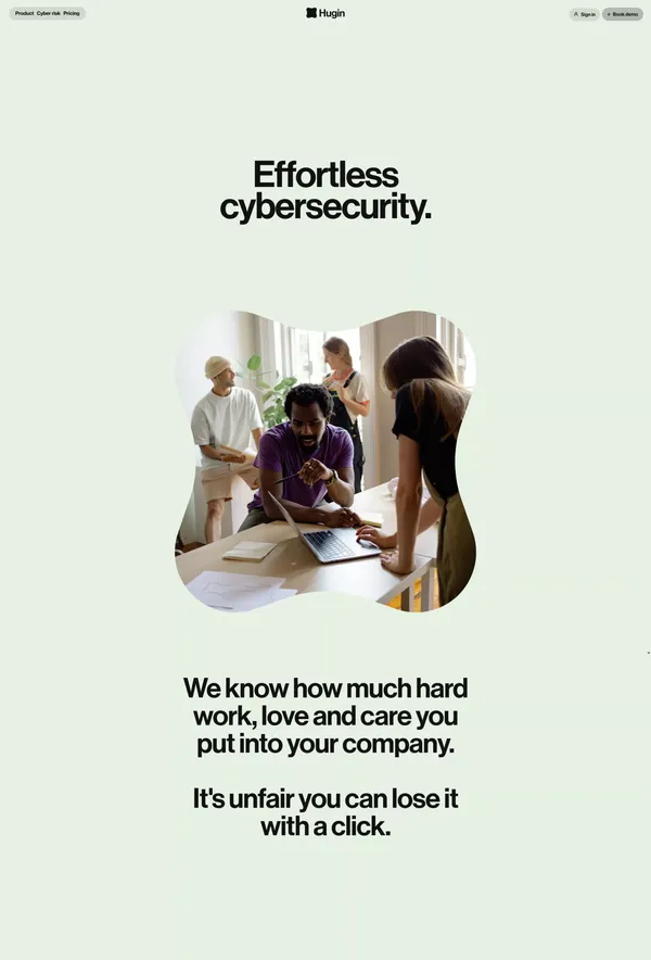 Hugin – Effortless cybersecurity. - Landing design inspiration