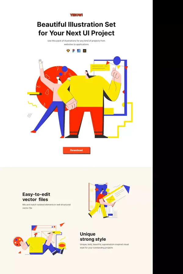 Yeeow! – Illustration Pack - Landing design inspiration