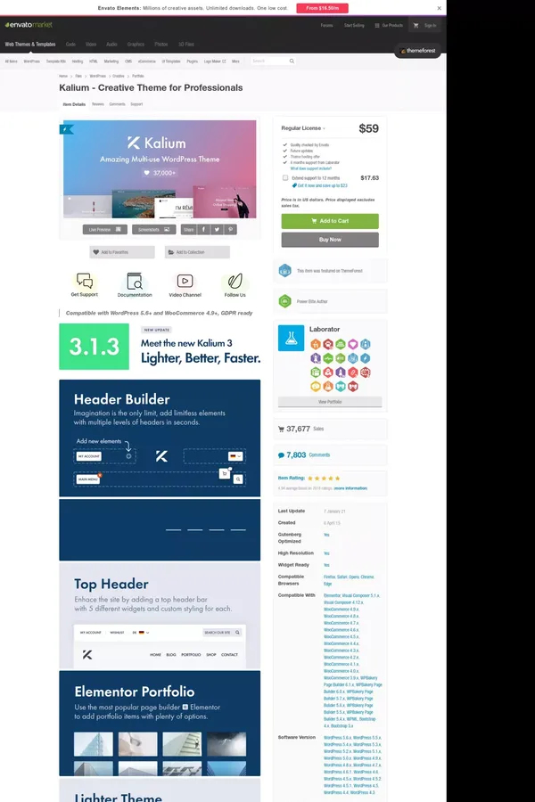Kalium - Creative Theme for Professionals by Laborator | ThemeForest - website design inspiration