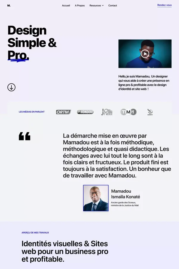 Designer | Consultant | Créateur de contenu - Mamadou Koné - Portfolio design inspiration