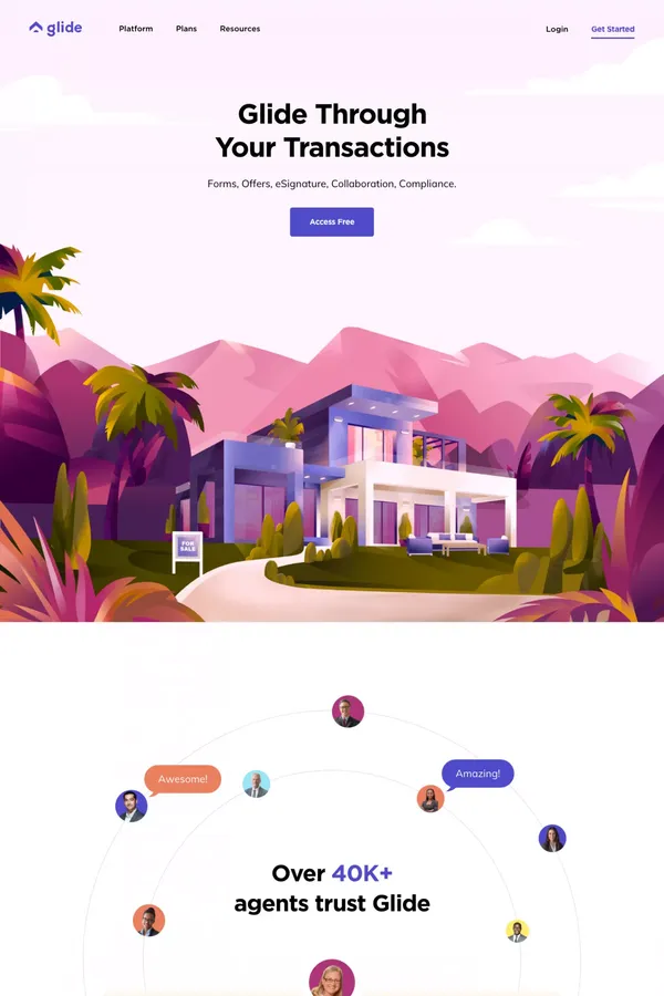 Glide: Innovative Real Estate Transaction Management - Landing design inspiration