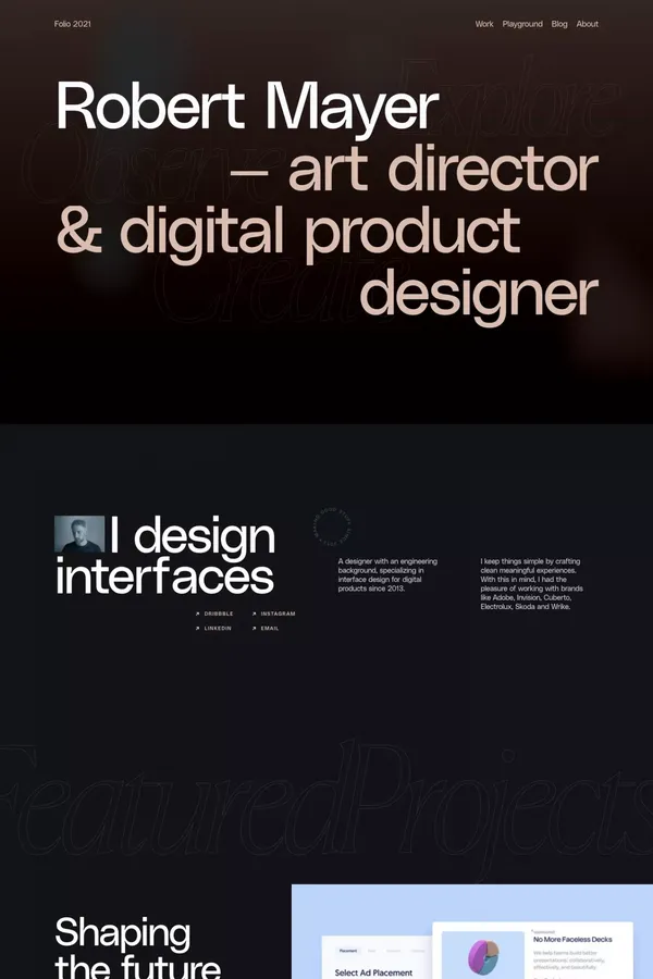 Robert Mayer — Digital Product Designer - Portfolio design inspiration