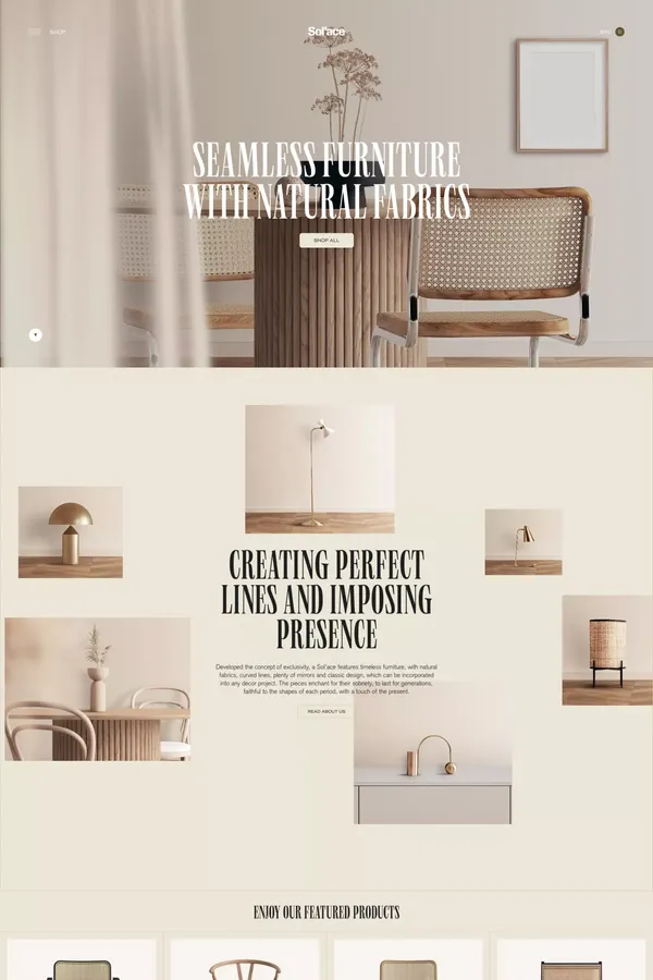 Seamless Furnitures | Sol’ace - Ecommerce design inspiration