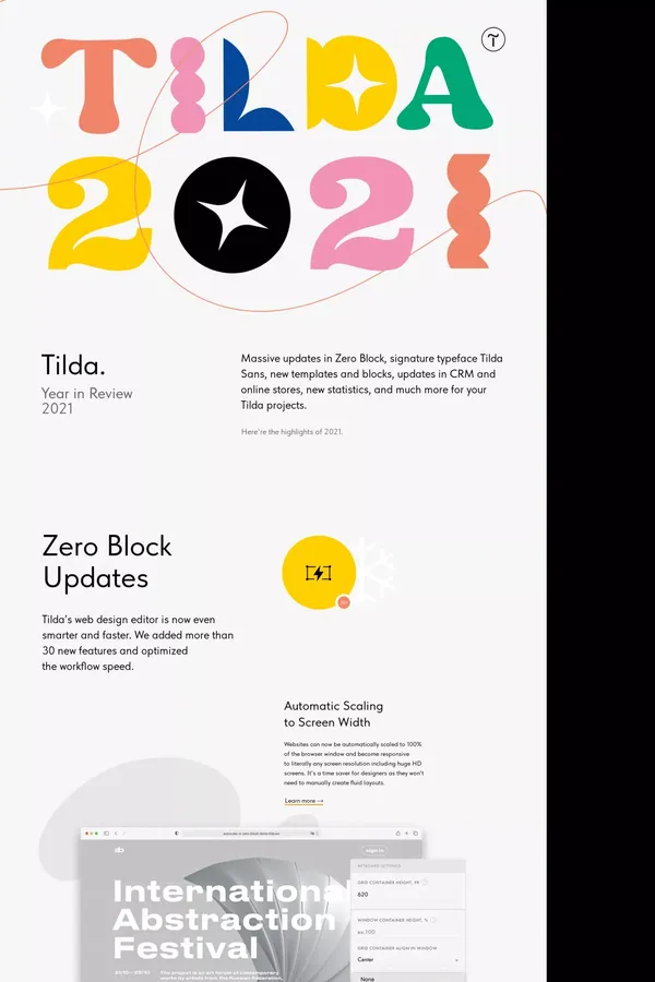 Tilda 2021. Year in Review - website design inspiration