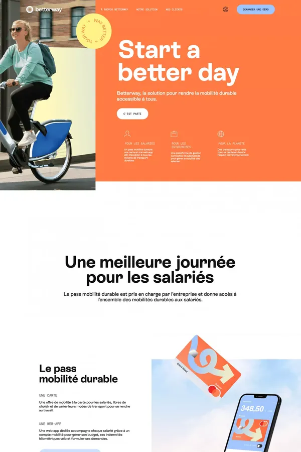 Betterway : Le pass mobilité pour les entreprises - Landing design inspiration