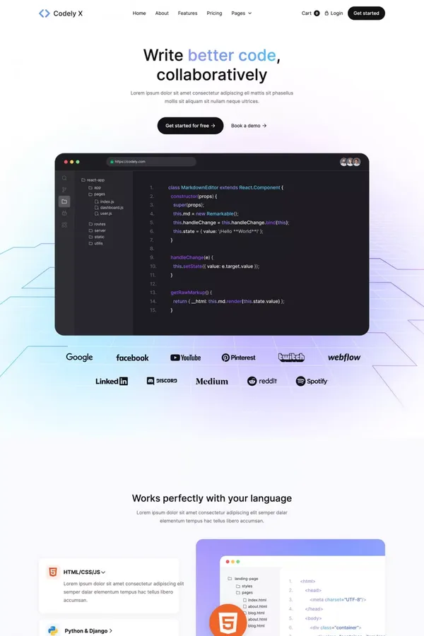 Codely X - Webflow Website Template - Template design inspiration