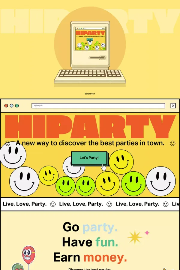 HiParty - Landing design inspiration