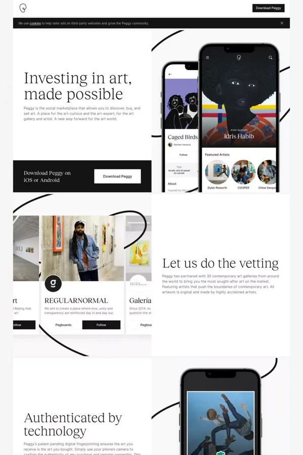 Investing in art, made possible – Peggy - Landing design inspiration