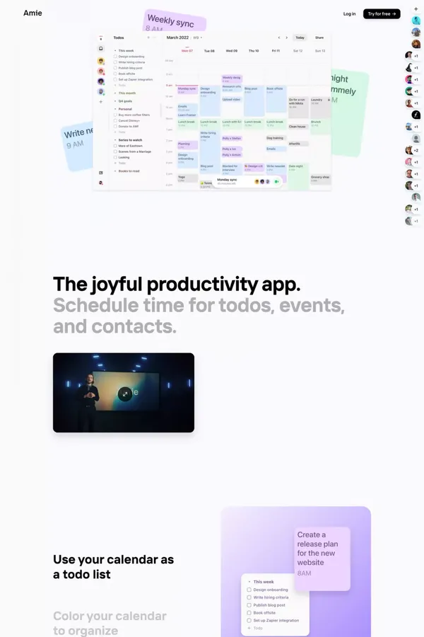 Amie - Joyful productivity - Landing design inspiration