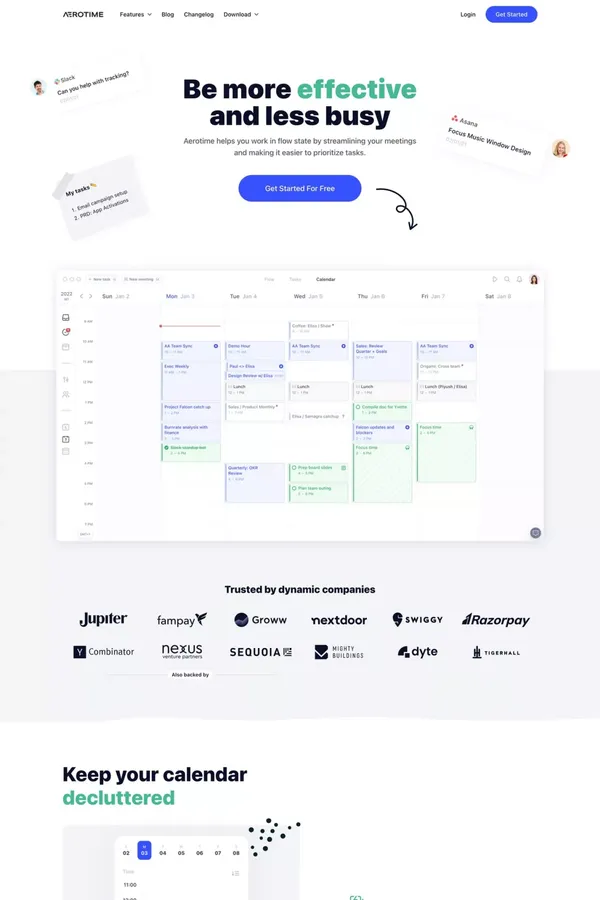 Aerotime - Be Effective, Not Busy - Landing design inspiration