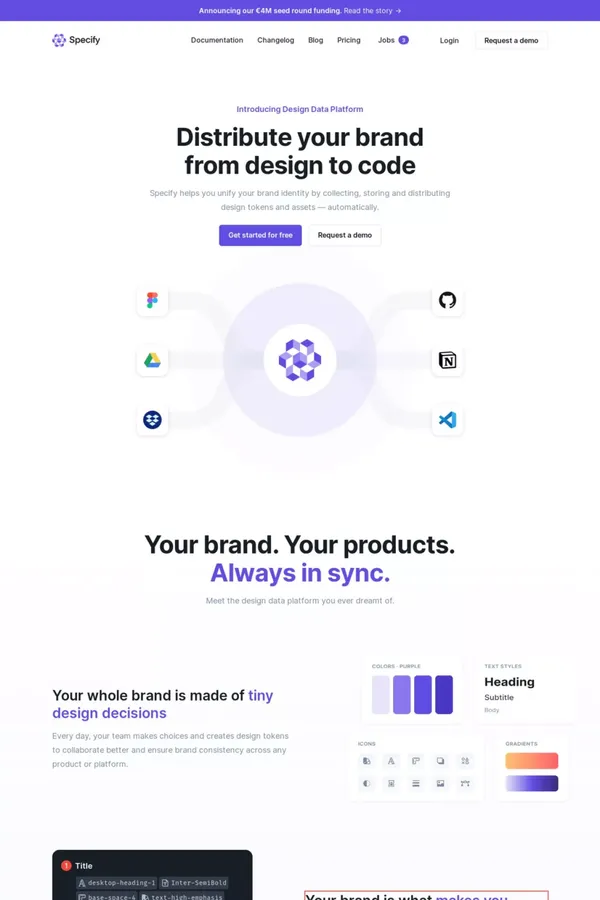 Specify | Design Data Platform (DDP) - Landing design inspiration
